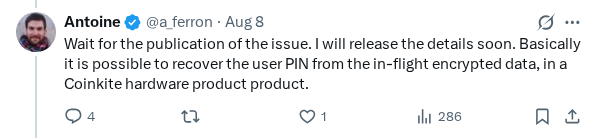 Captured screenshot of the reply by @a_ferron