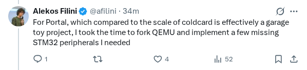 Captured screenshot of the post by @afilini