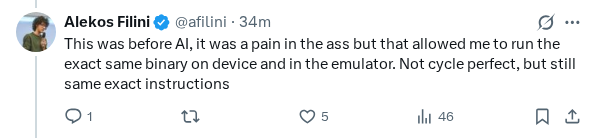 Captured screenshot of the post by @afilini