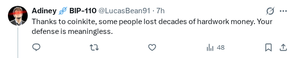 Captured screenshot of the reply by @LucasBean91