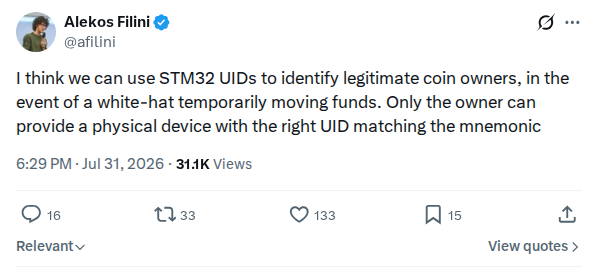 Captured screenshot: STM32 UID white-hat ownership identification