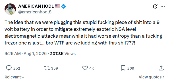 Captured screenshot: Reaction to airgap security theater