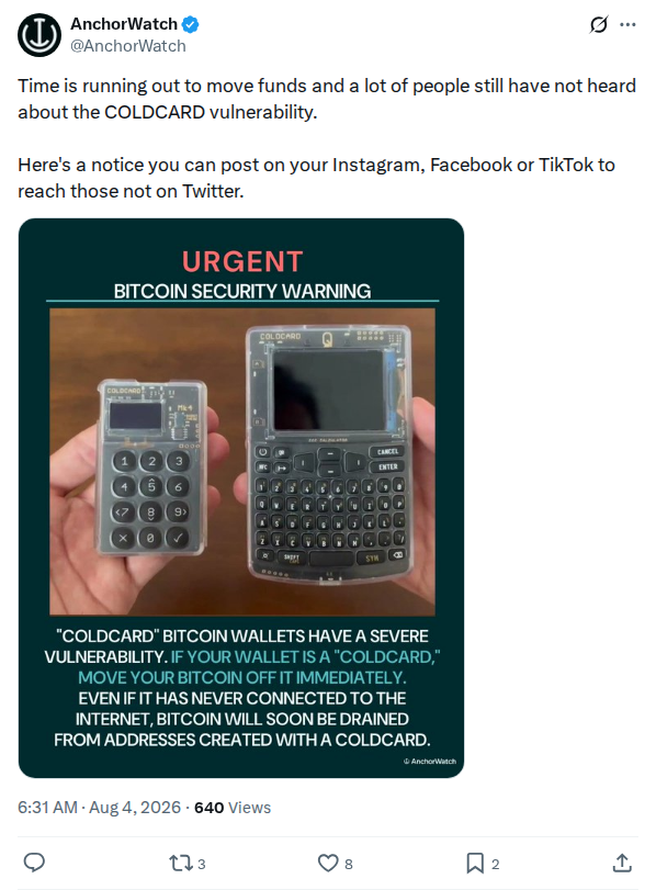 Captured screenshot: Off-platform awareness notice