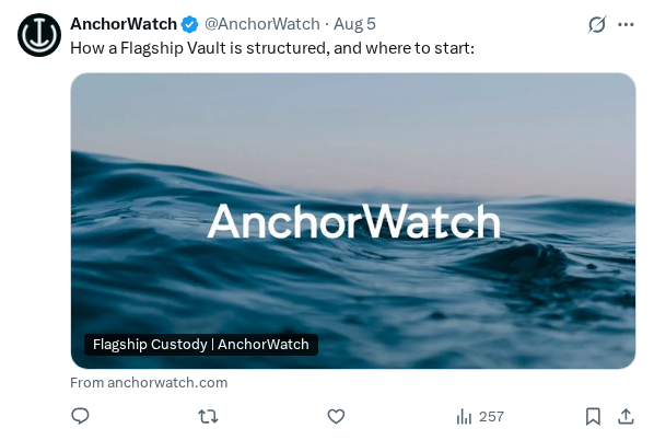 Captured screenshot of the post by @AnchorWatch