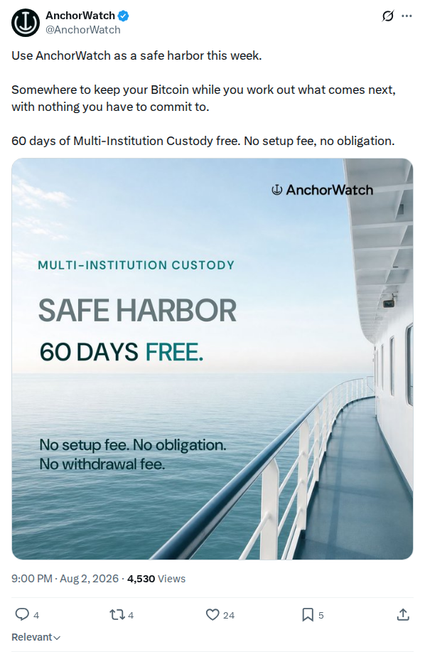 Captured screenshot: AnchorWatch safe-harbor offer to affected owners