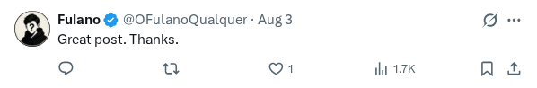 Captured screenshot of the reply by @OFulanoQualquer