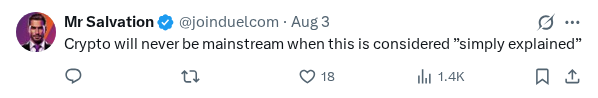 Captured screenshot of the reply by @joinduelcom