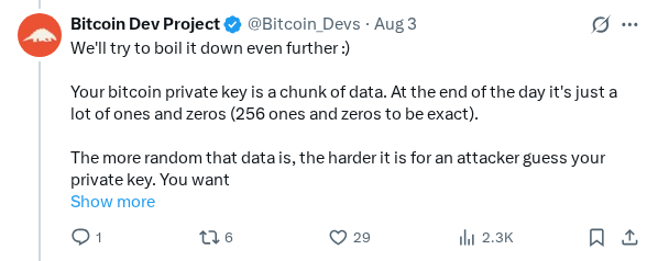 Captured screenshot of the reply by @Bitcoin_Devs