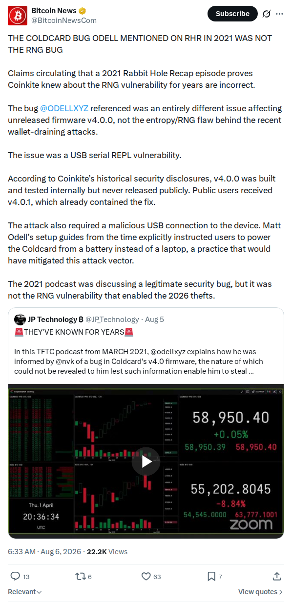 Captured screenshot: Bitcoinnewscom 2085132208025567648