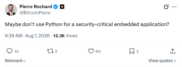 Captured screenshot: Objection to Python on embedded hardware