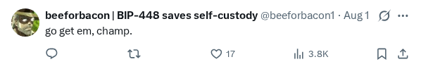 Captured screenshot of the reply by @beeforbacon1