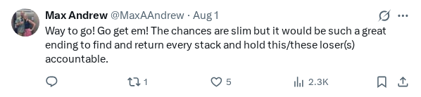 Captured screenshot of the reply by @MaxAAndrew