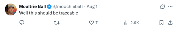 Captured screenshot of the reply by @moochieball