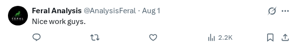 Captured screenshot of the reply by @AnalysisFeral