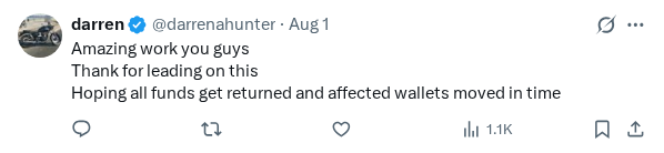 Captured screenshot of the reply by @darrenahunter