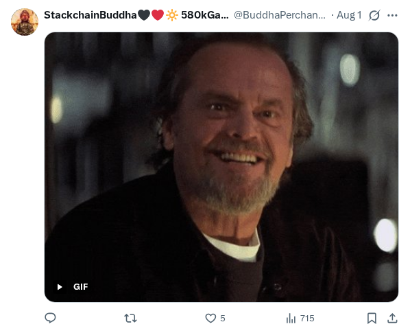 Captured screenshot of the reply by @BuddhaPerchance