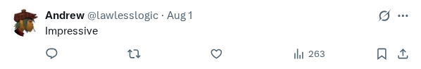Captured screenshot of the reply by @lawlesslogic