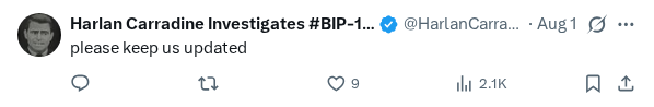 Captured screenshot of the reply by @HarlanCarradine