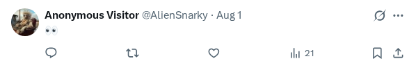 Captured screenshot of the reply by @AlienSnarky