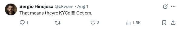 Captured screenshot of the reply by @ckwars