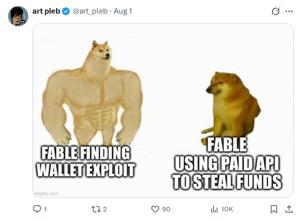 Captured screenshot of the reply by @art_pleb
