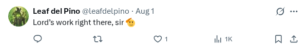 Captured screenshot of the reply by @leafdelpino