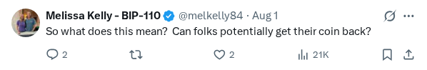 Captured screenshot of the reply by @melkelly84