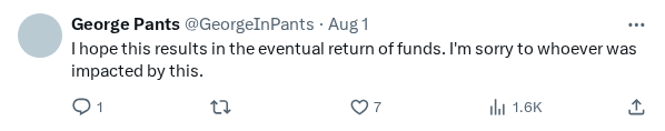 Captured screenshot of the reply by @GeorgeInPants