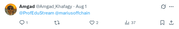 Captured screenshot of the reply by @Amgad_Khafagy