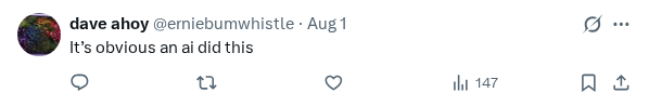 Captured screenshot of the reply by @erniebumwhistle