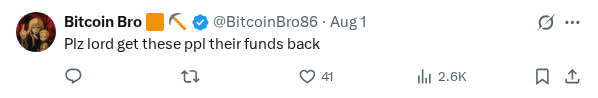 Captured screenshot of the reply by @BitcoinBro86