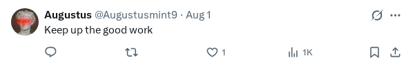 Captured screenshot of the reply by @Augustusmint9