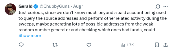 Captured screenshot of the reply by @ChubbyGuns