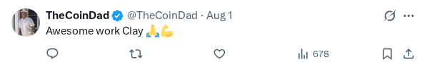 Captured screenshot of the reply by @TheCoinDad