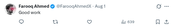 Captured screenshot of the reply by @FarooqAhmedX