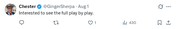 Captured screenshot of the reply by @GingerSherpa