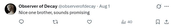 Captured screenshot of the reply by @observerofdecay