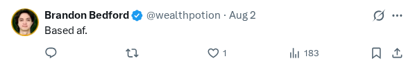 Captured screenshot of the reply by @wealthpotion