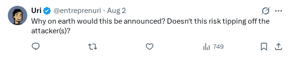Captured screenshot of the reply by @entreprenuri