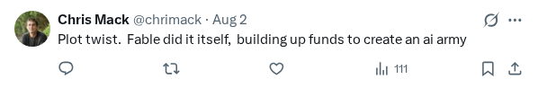 Captured screenshot of the reply by @chrimack