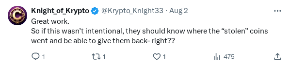 Captured screenshot of the reply by @Krypto_Knight33