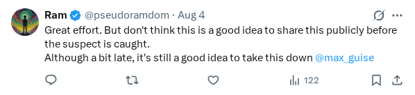 Captured screenshot of the reply by @pseudoramdom