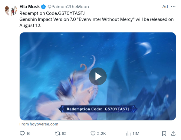 Captured screenshot of the reply by @Paimon2theMoon
