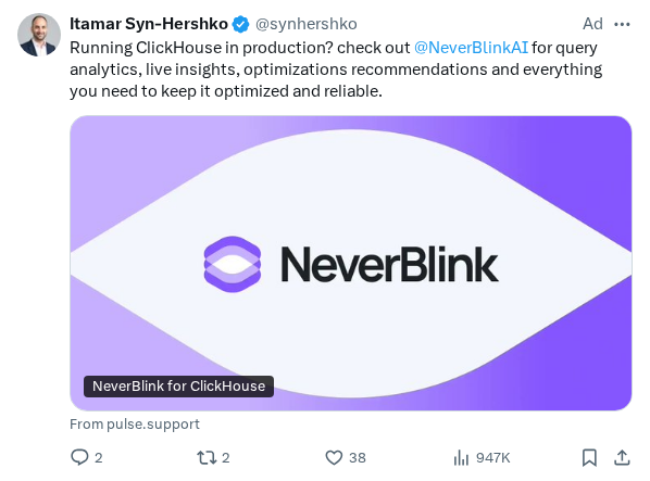 Captured screenshot of the reply by @synhershko