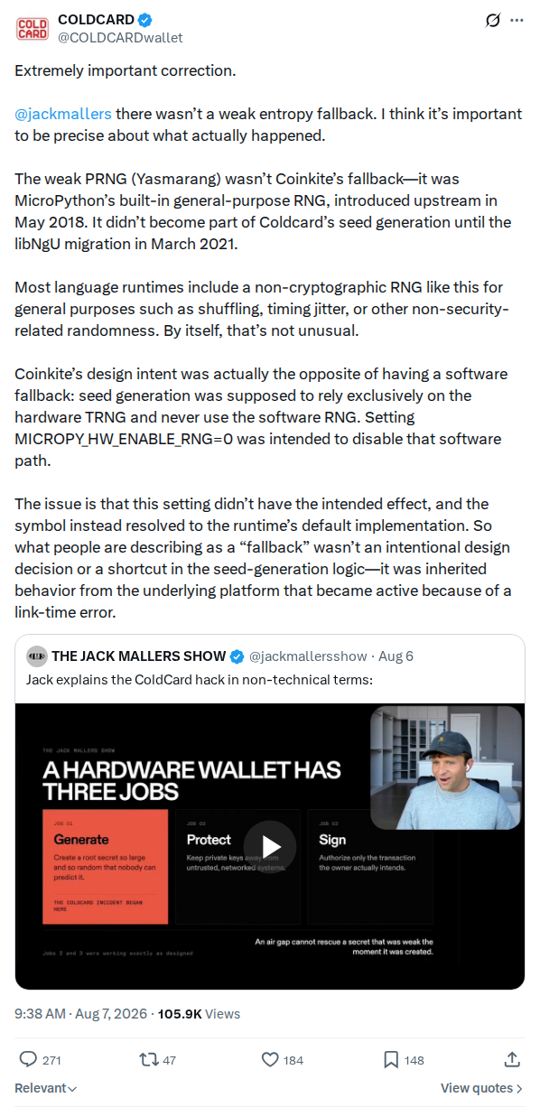 Captured screenshot: Vendor correction of the fallback framing