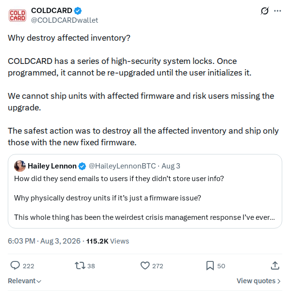 Captured screenshot: Why affected inventory was destroyed