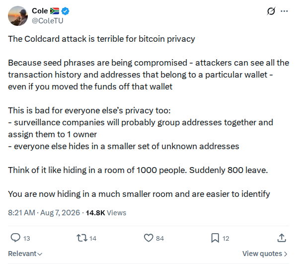 Captured screenshot: Shrinking anonymity set argument