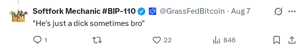 Captured screenshot of the reply by @GrassFedBitcoin
