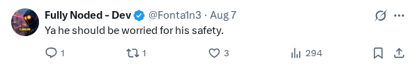 Captured screenshot of the reply by @Fonta1n3