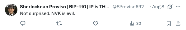 Captured screenshot of the reply by @SProviso69292